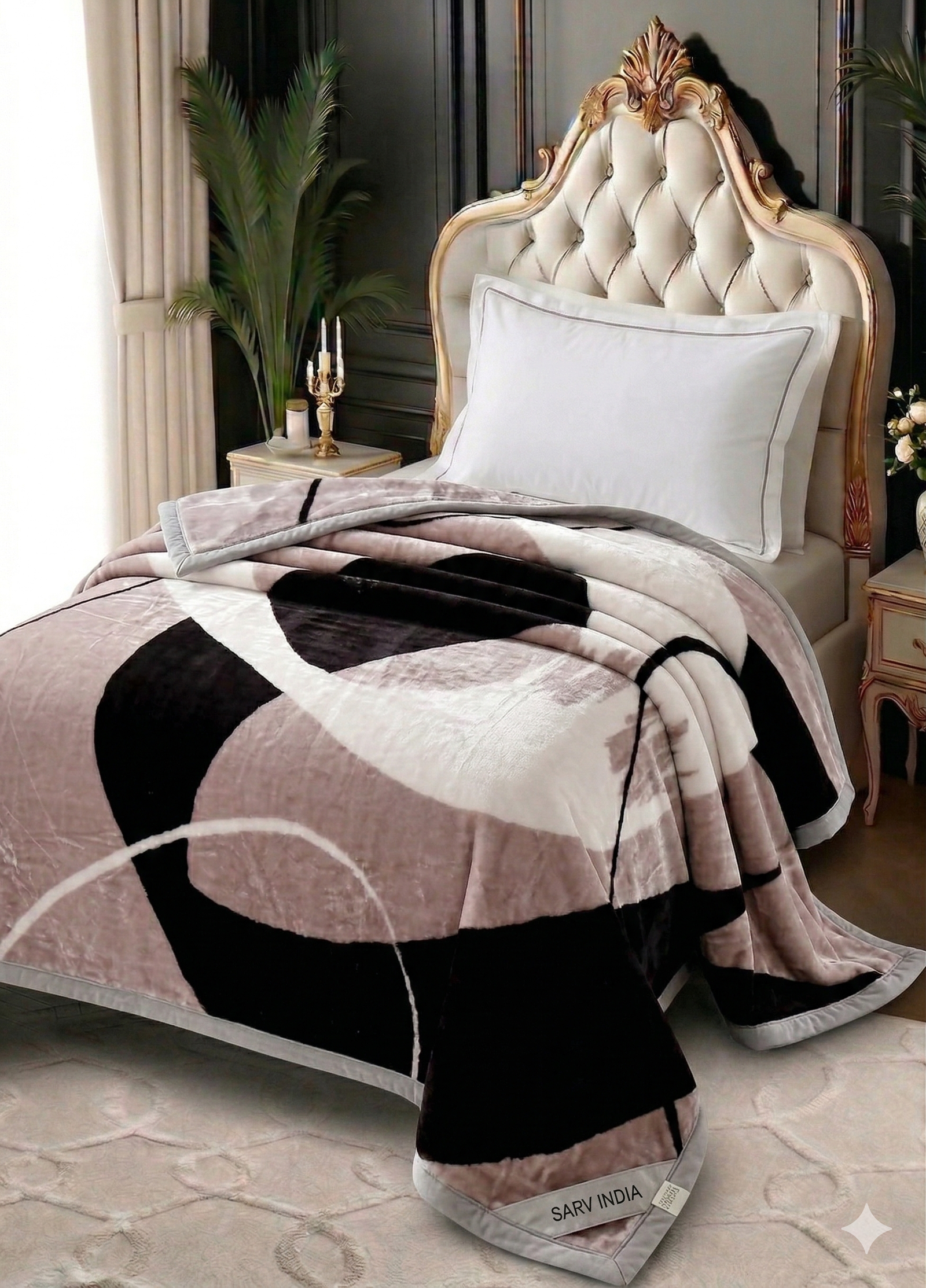 Soft Touch — geometric neutral mink blanket